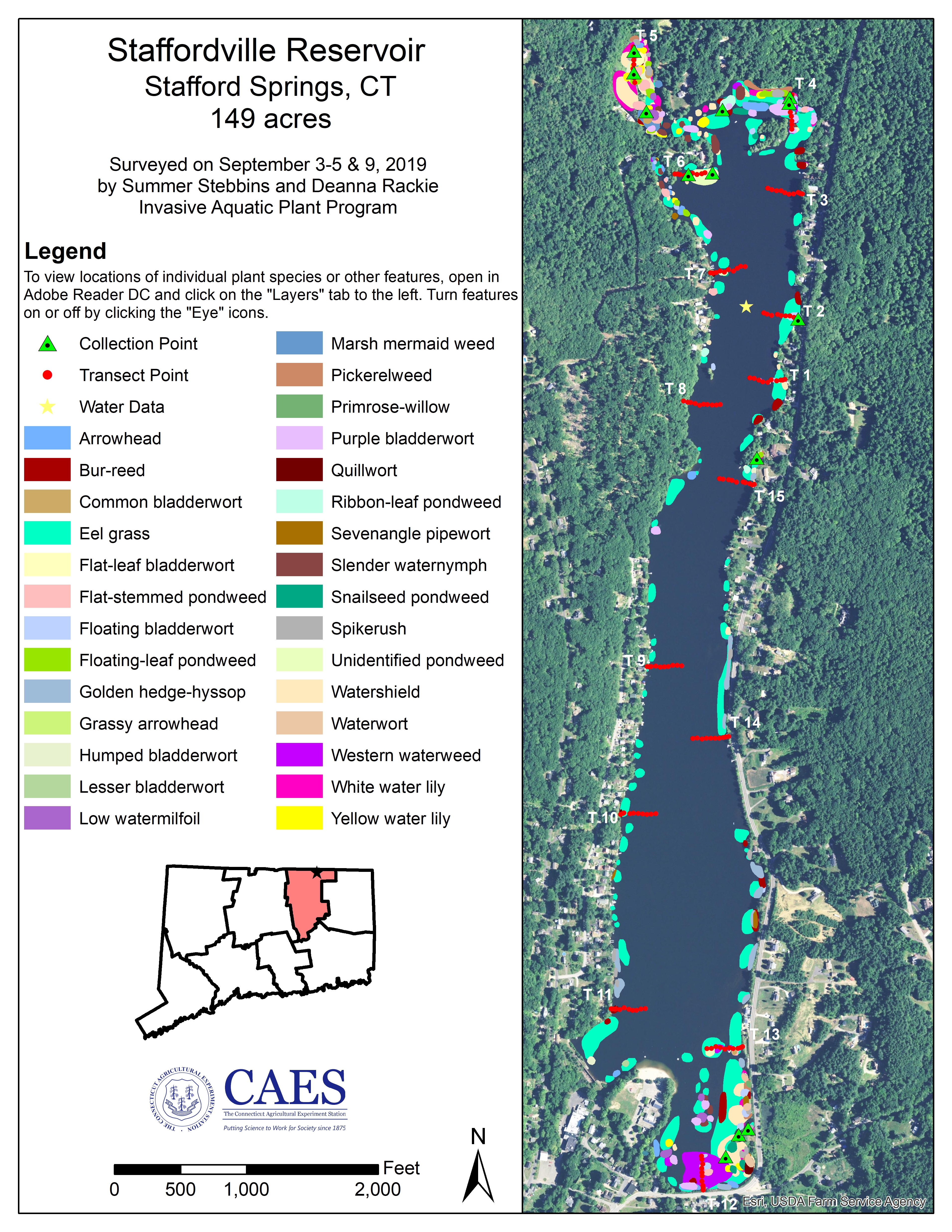 CAES IAPP 2019 survey map of Staffordville Reservoir in Stafford Springs