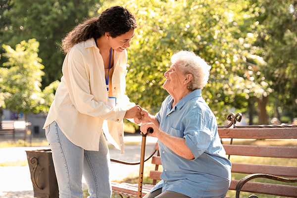 Older woman and social worker