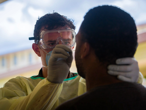 Man getting a COVID-19 test
