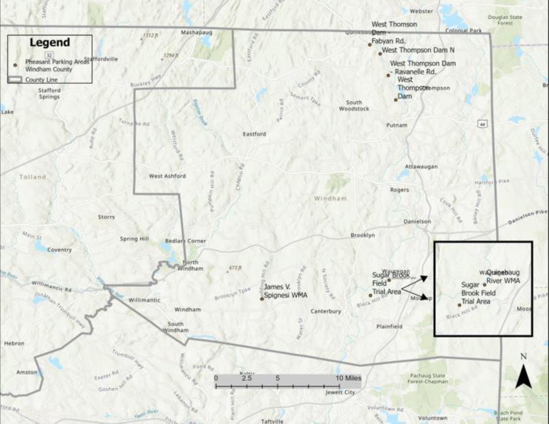Pheasant stocking areas, Windham County