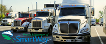 Row of Large Freight Trucks