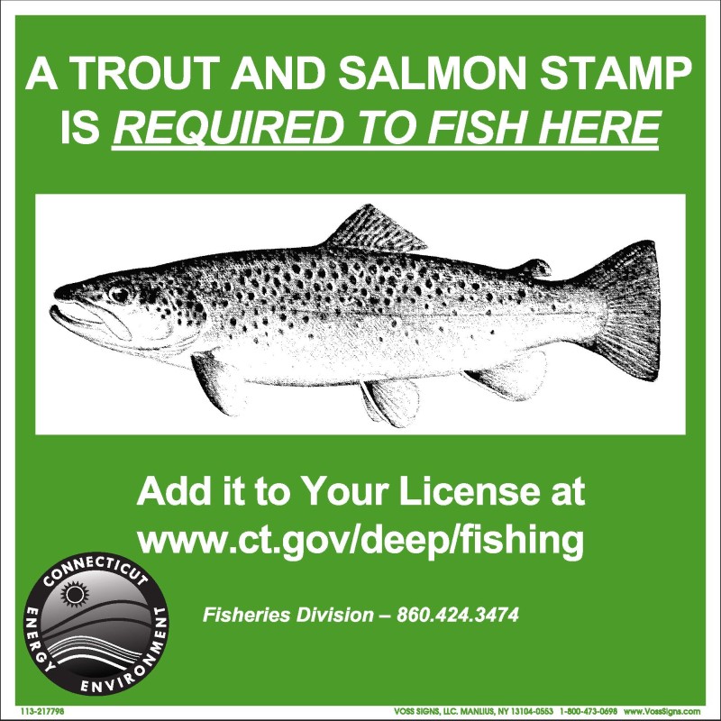 the sign used to indicate a trout and salmon stamp is required to fish at this location
