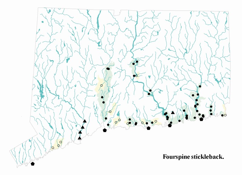 Fourspine stickelback distribution map.