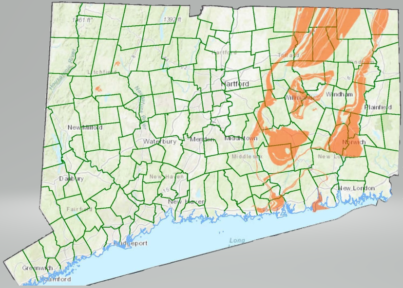 connecticut pyrrhotite map