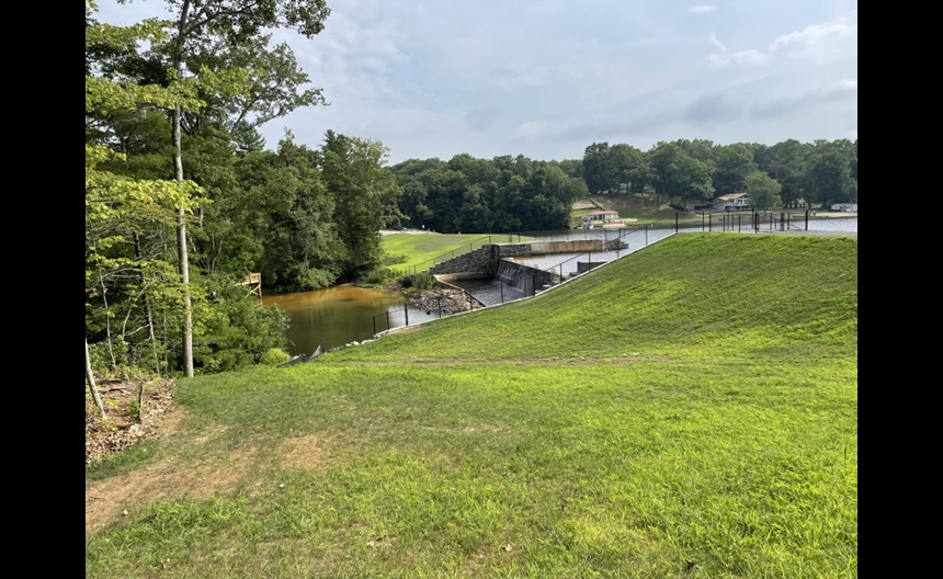 Pachaug Pond Dam Overview from Left Embankment