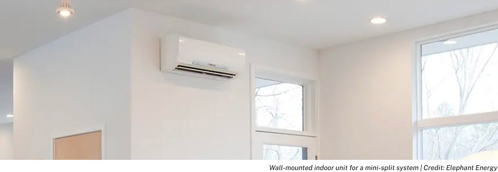 Wall-mounted indoor unit for a mini-split system | Credit: Elephant Energy 