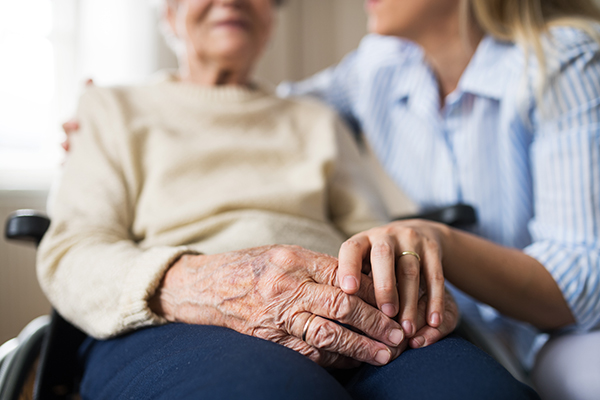 Senior woman gets support