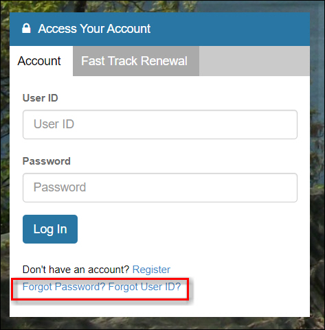 login window