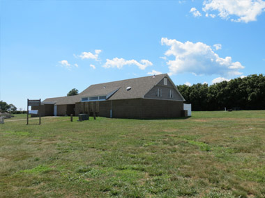 Camp Harkness Bath House across from Pavilion 2