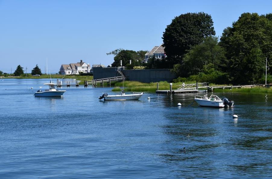 Boats at moorings.