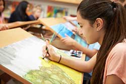 Students painting