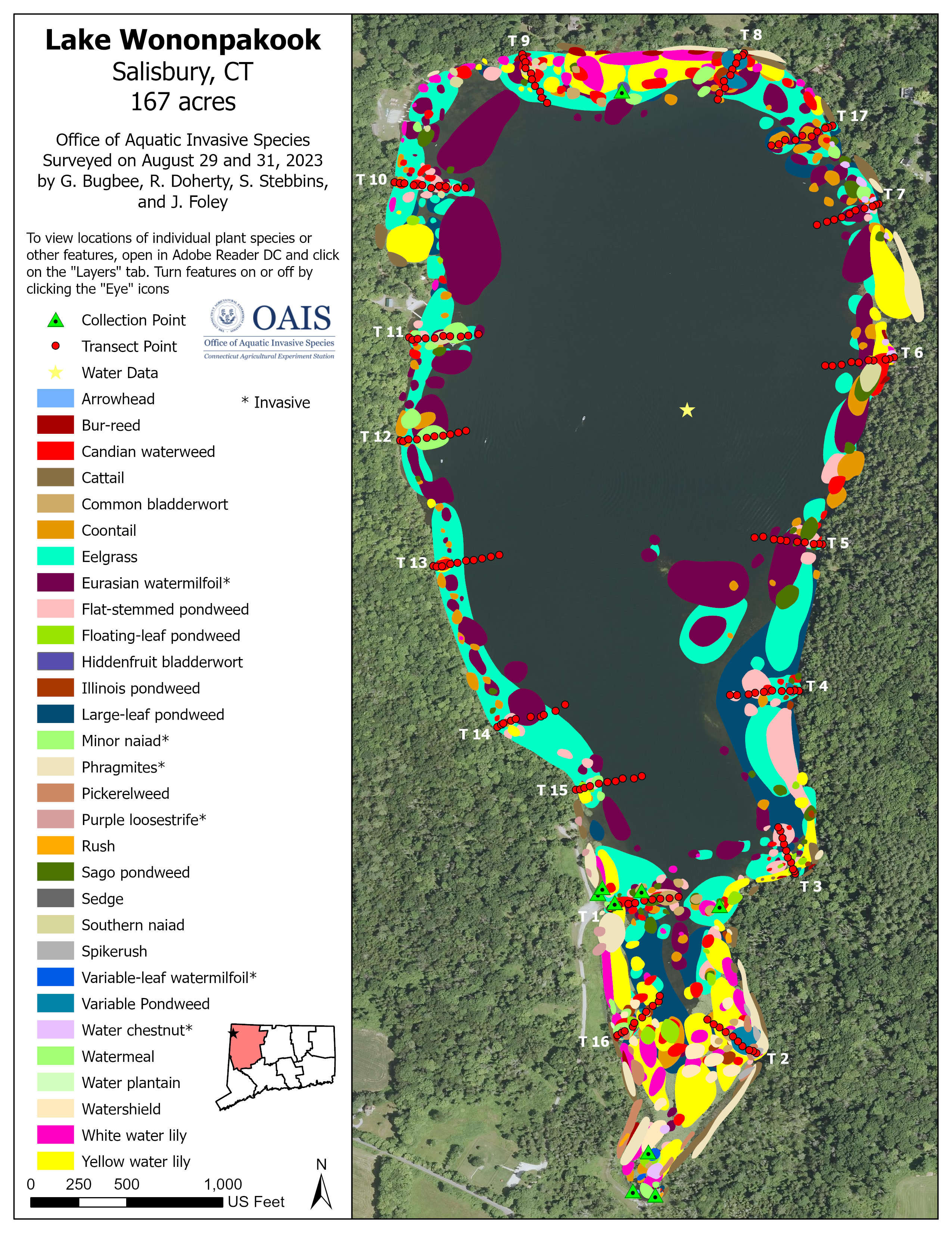 Aquatic vegetation survey map of Lake Wononpakook