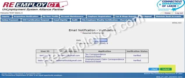 Screen shot of ReEmployCT.