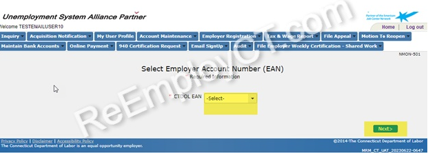 Screen shot of ReEmployCT.