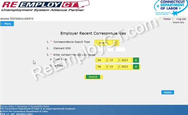 Screen shot of ReEmployCT.