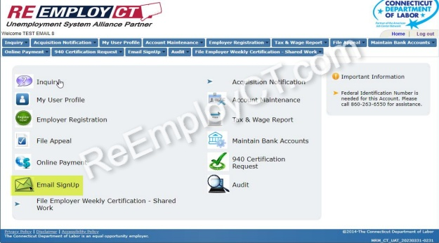 Screen shot of ReEmployCT.