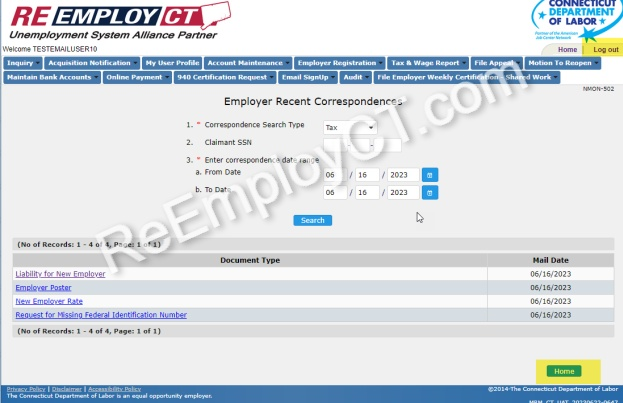 Screen shot of ReEmployCT.
