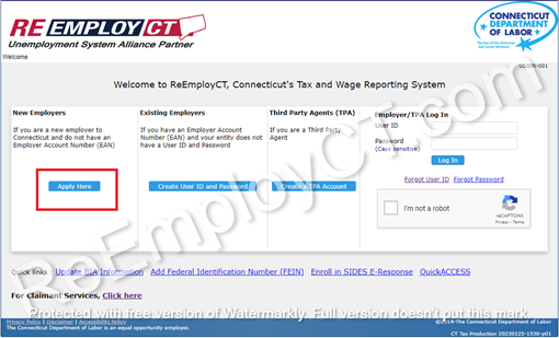 reemployct welcome screen