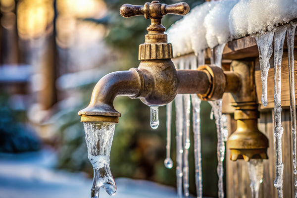  Frozen outdoor water faucet