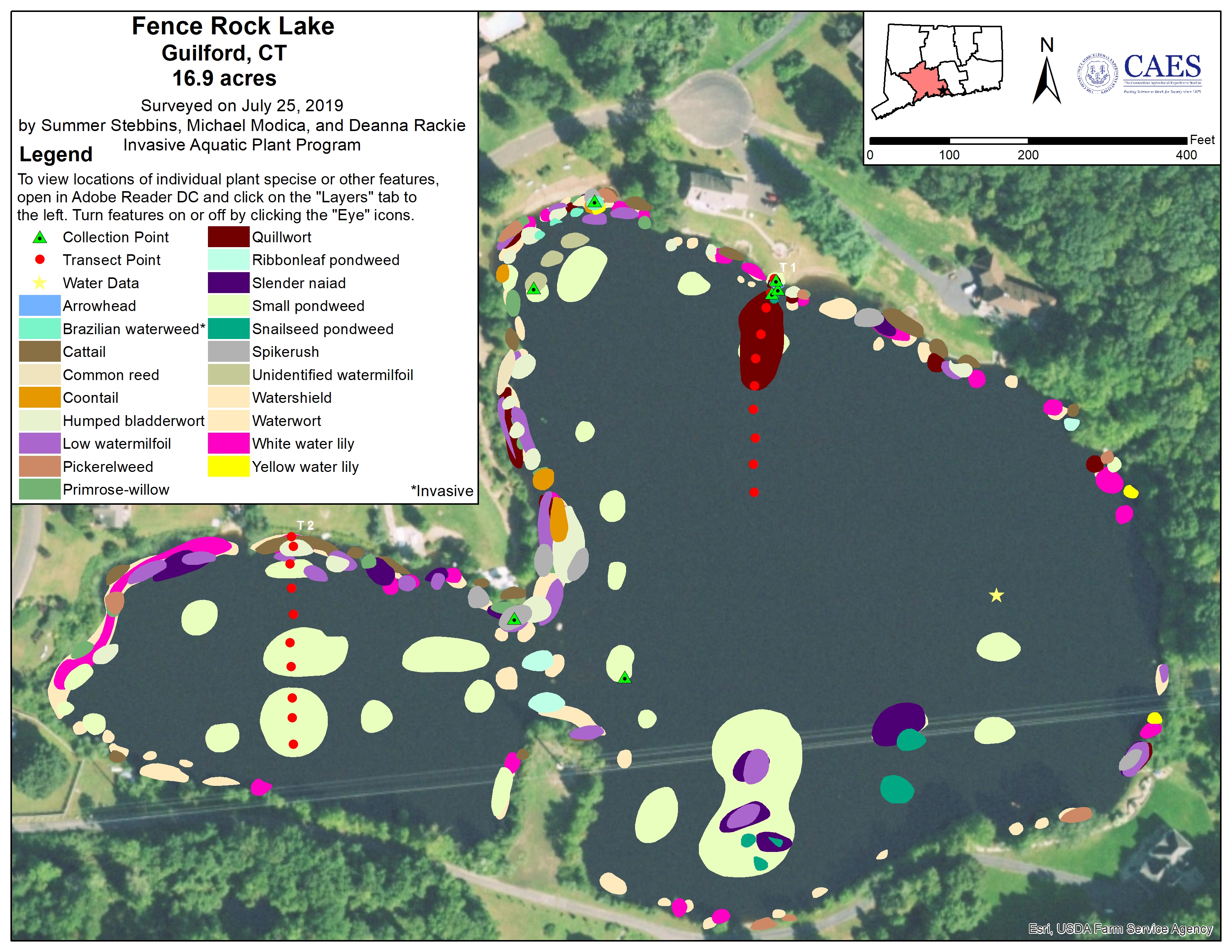 2019 CAES IAPP survey map of Fence Rock Lake, Guilford