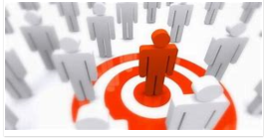 stylized red person standing out from a crowd