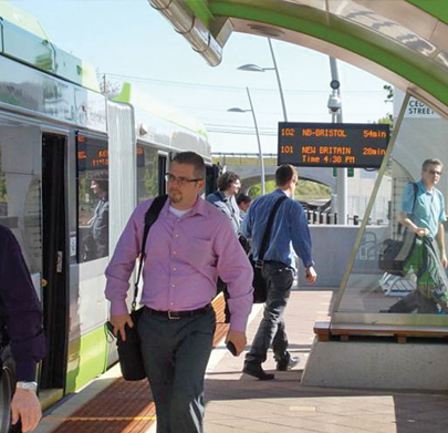 Commuters on a train