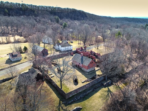 An aerial view of Old New-Gate Prison and Copper Mine.