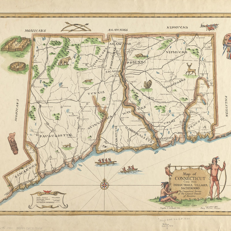 Map of Connecticut circa 1625