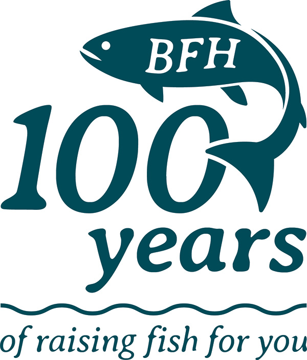 the logo for the 100 year anniversary of the Burlington State Fish Hatchery