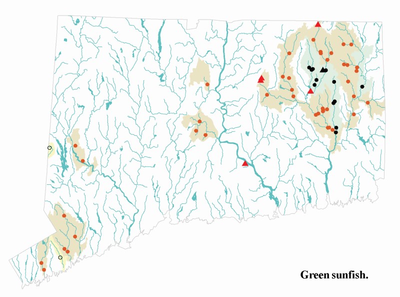 Green sunfish distribution map.