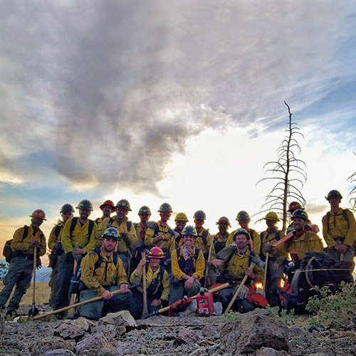 Crew members with the Connecticut Interstate Fire Crew.