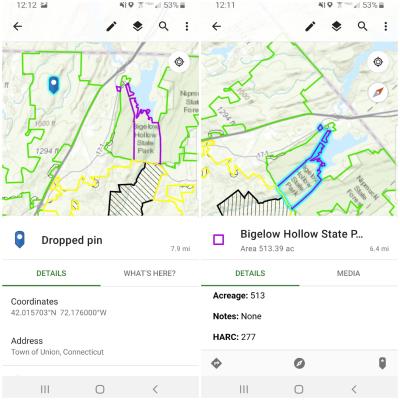 Screenshot of app features