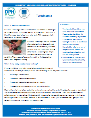 Tyrosinemia Fact Sheet Download