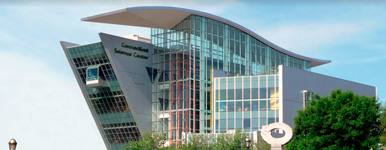 outside of the Connecticut science center building