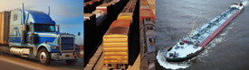 Truck, Train, Shipping Boat