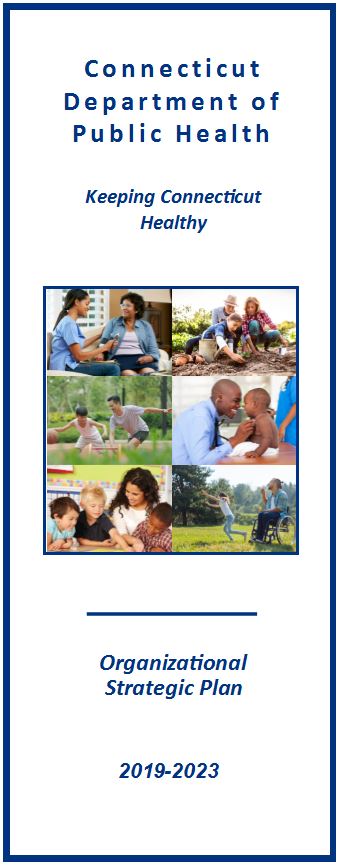 This is the cover image of the CT DPH strategic plan brochure in English. 