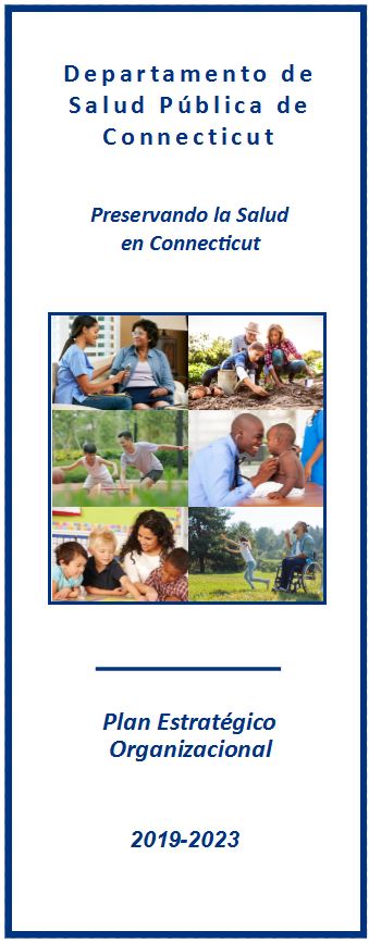 This is the cover image of the CT DPH strategic plan brochure in Spanish. 