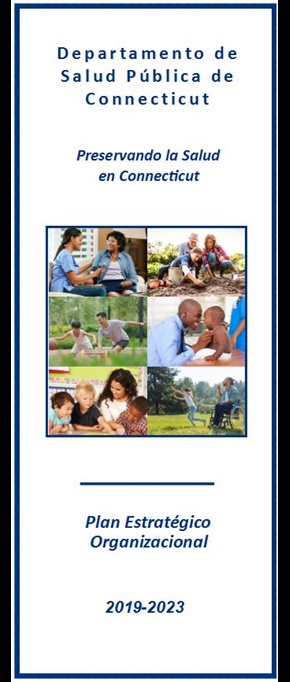 This is the cover image of the CT DPH strategic plan brochure in Spanish.