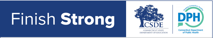 Finish Strong with CSDE tree logo and DPH logo