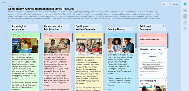 Preview of the Padlet web page